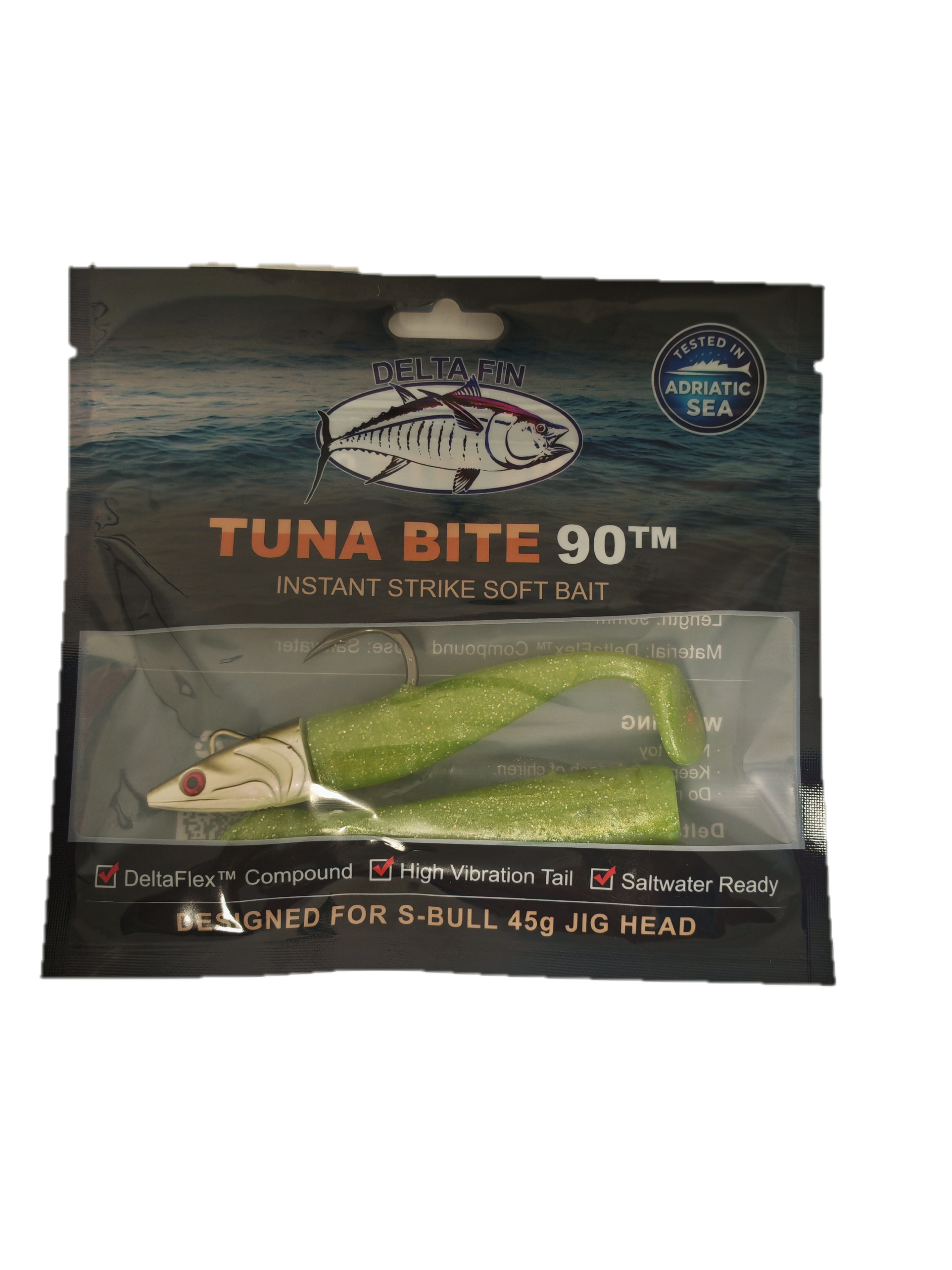 Kit Tuna Bite 90mm(120mm con testina)Glitter Green